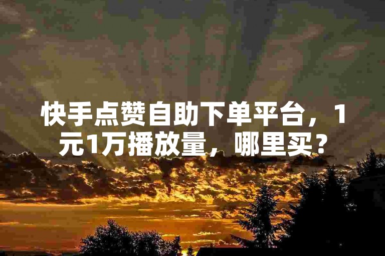 快手点赞自助下单平台，1元1万播放量，哪里买？