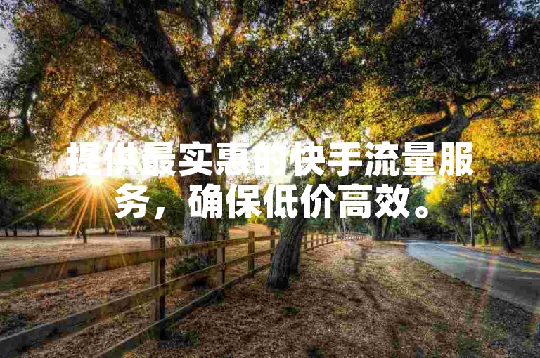 提供最实惠的快手流量服务，确保低价高效。