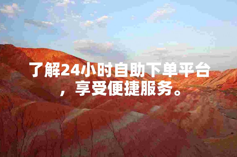 了解24小时自助下单平台，享受便捷服务。