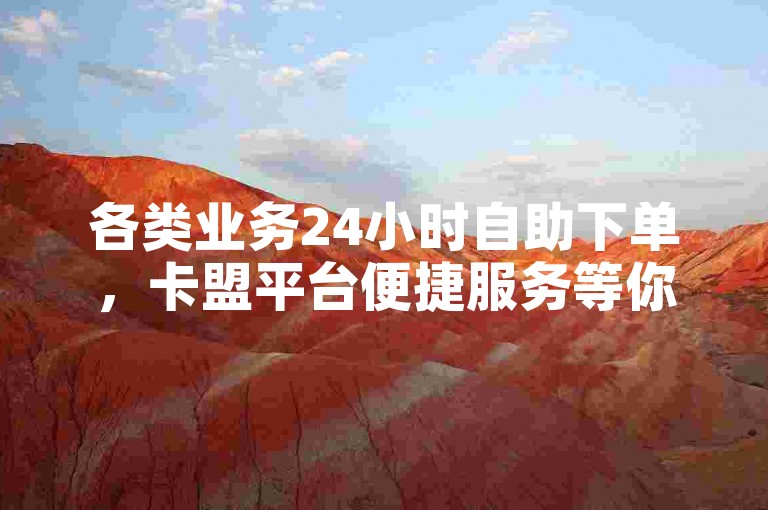各类业务24小时自助下单，卡盟平台便捷服务等你体验。