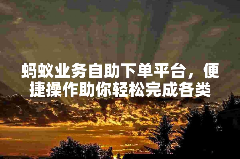 蚂蚁业务自助下单平台，便捷操作助你轻松完成各类任务需求。