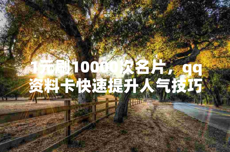 1元刷10000次名片，qq资料卡快速提升人气技巧