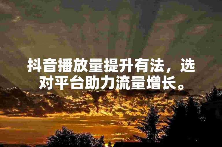 抖音播放量提升有法，选对平台助力流量增长。