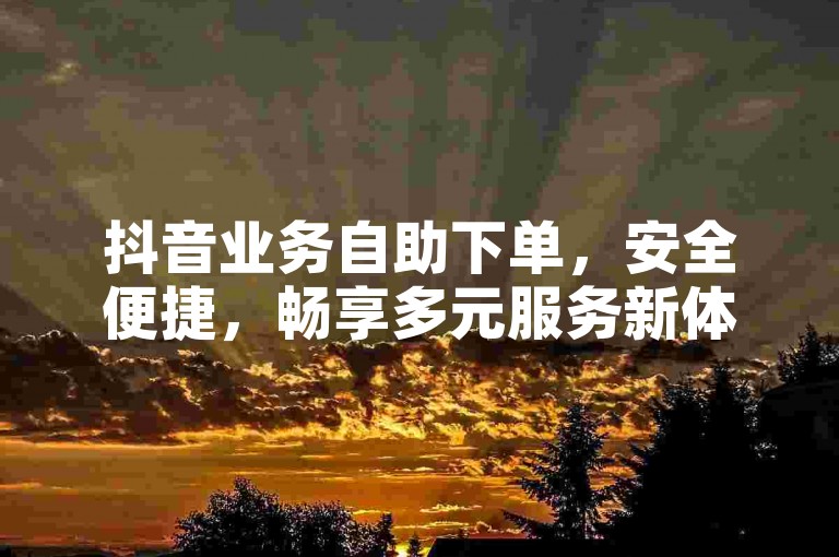 抖音业务自助下单，安全便捷，畅享多元服务新体验。