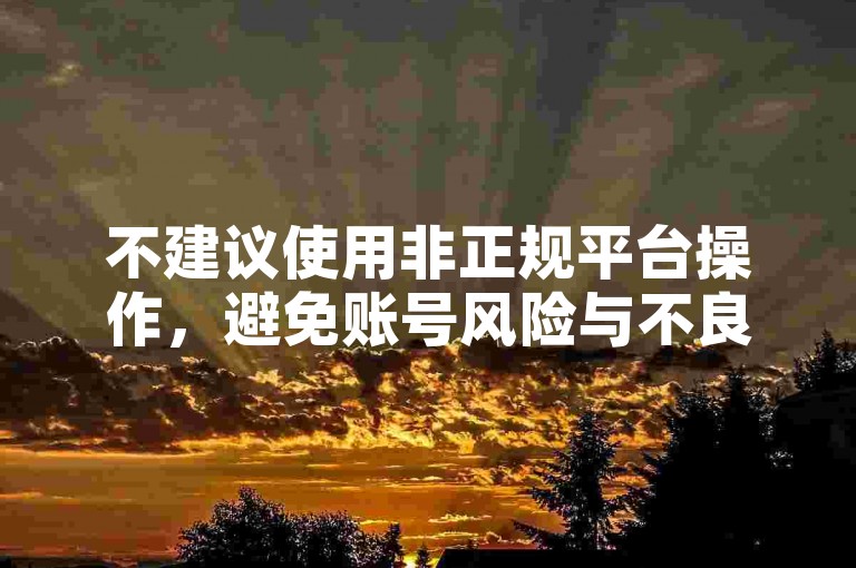不建议使用非正规平台操作，避免账号风险与不良后果。