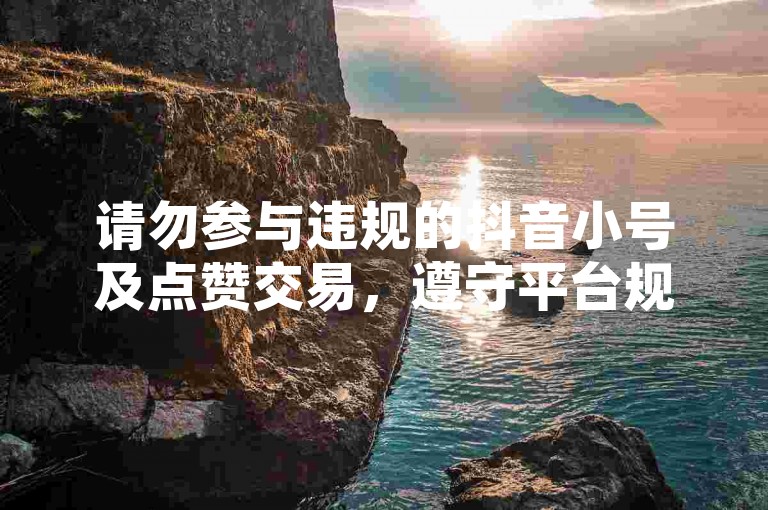 请勿参与违规的抖音小号及点赞交易，遵守平台规则。