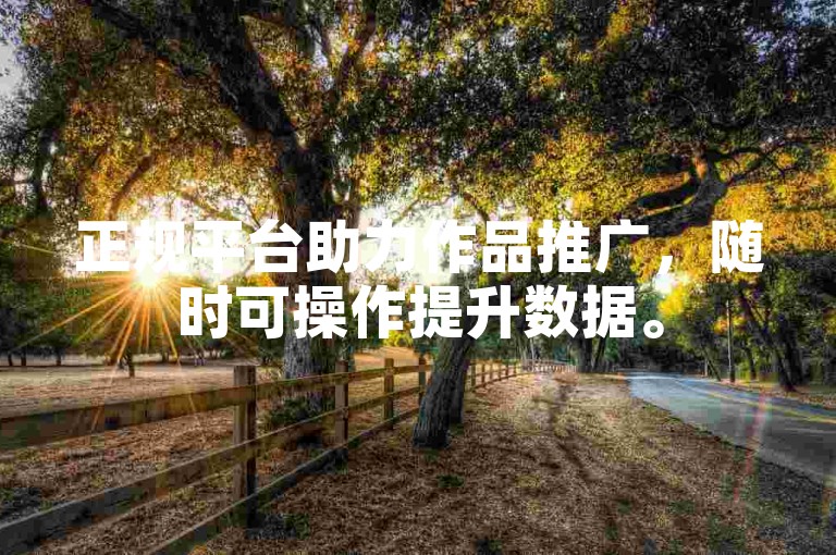正规平台助力作品推广，随时可操作提升数据。