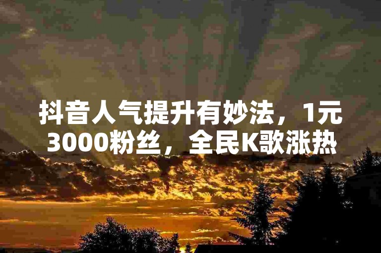 抖音人气提升有妙法，1元3000粉丝，全民K歌涨热度。