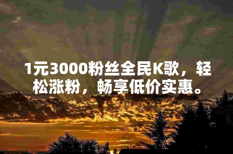1元3000粉丝全民K歌，轻松涨粉，畅享低价实惠。