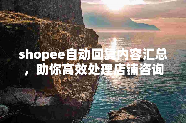 shopee自动回复内容汇总，助你高效处理店铺咨询。