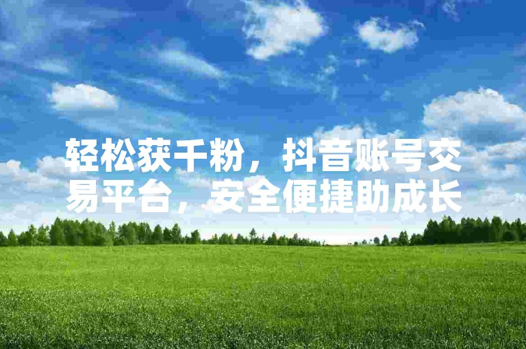 轻松获千粉，抖音账号交易平台，安全便捷助成长。