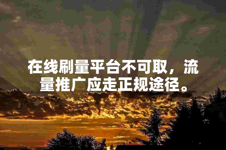 在线刷量平台不可取，流量推广应走正规途径。