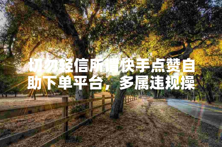 切勿轻信所谓快手点赞自助下单平台，多属违规操作且不可靠。