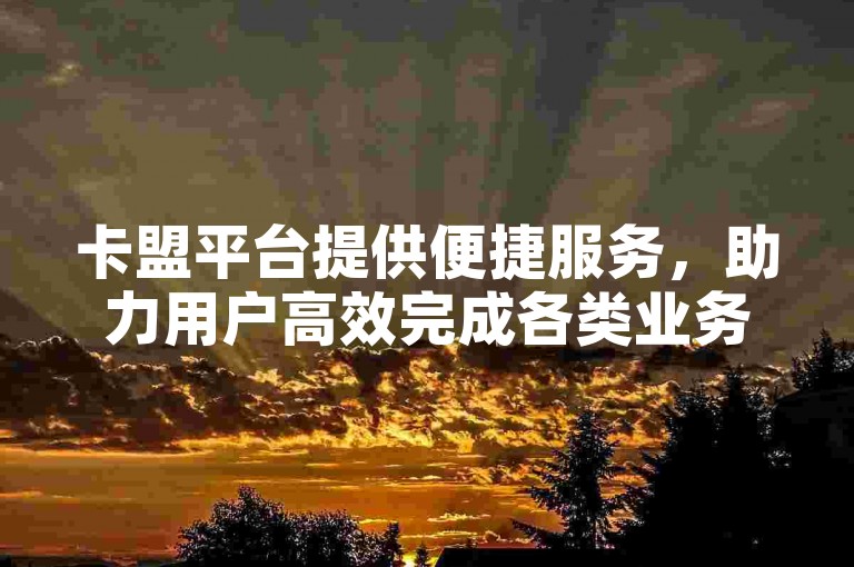 卡盟平台提供便捷服务，助力用户高效完成各类业务需求。