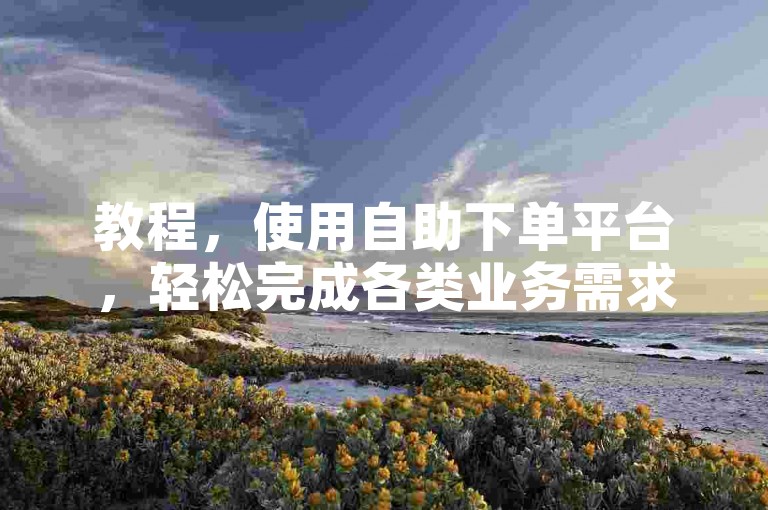 教程，使用自助下单平台，轻松完成各类业务需求。