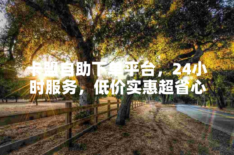 卡盟自助下单平台，24小时服务，低价实惠超省心。