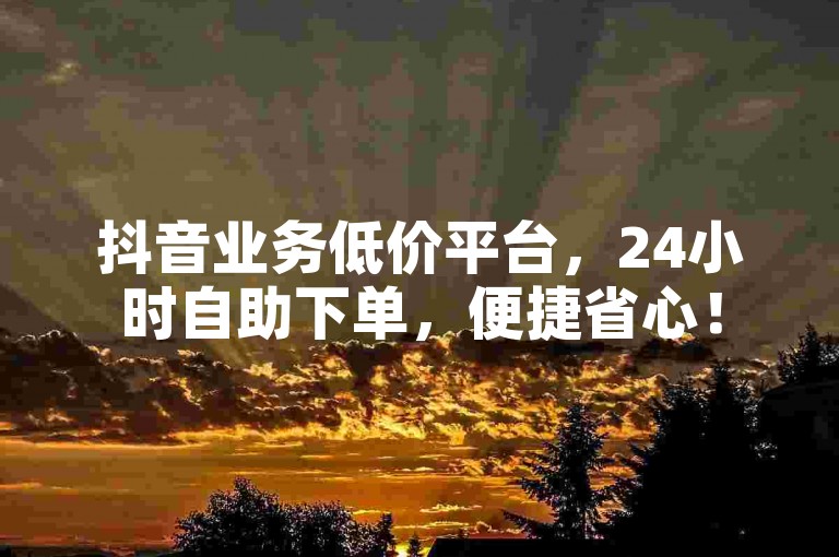 抖音业务低价平台，24小时自助下单，便捷省心！