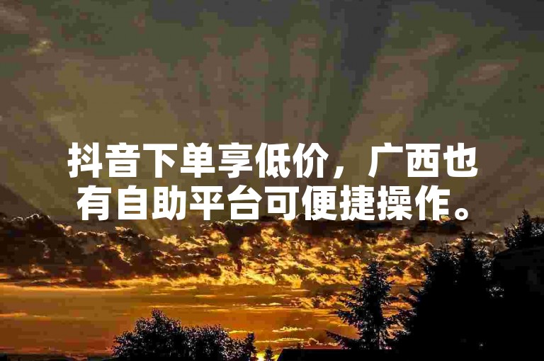 抖音下单享低价，广西也有自助平台可便捷操作。
