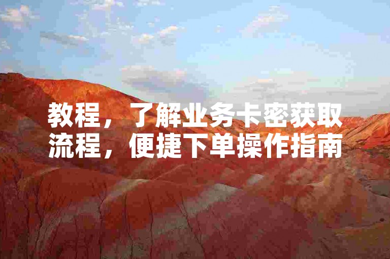 教程，了解业务卡密获取流程，便捷下单操作指南。