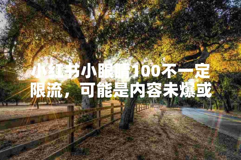 小红书小眼睛100不一定限流，可能是内容未爆或账号权重问题。