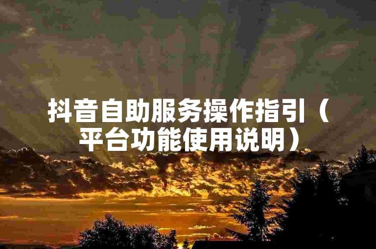抖音自助服务操作指引（平台功能使用说明）