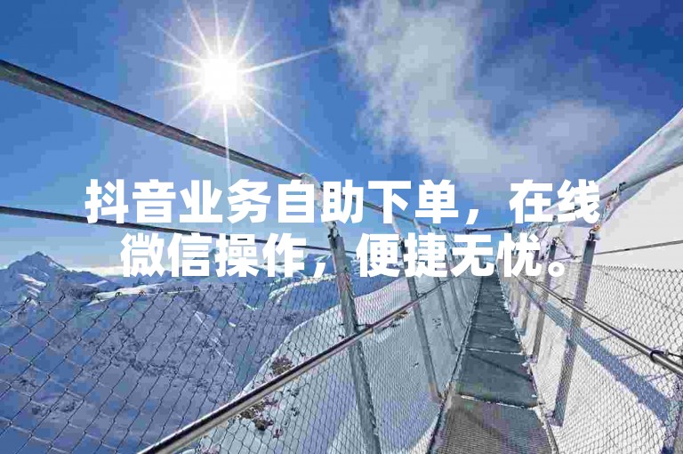 抖音业务自助下单，在线微信操作，便捷无忧。