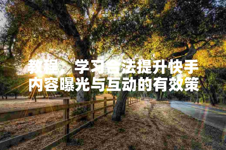 教程，学习合法提升快手内容曝光与互动的有效策略。