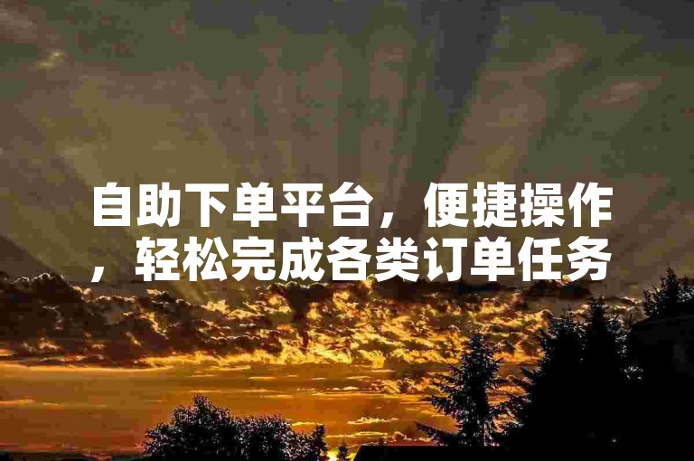自助下单平台，便捷操作，轻松完成各类订单任务。