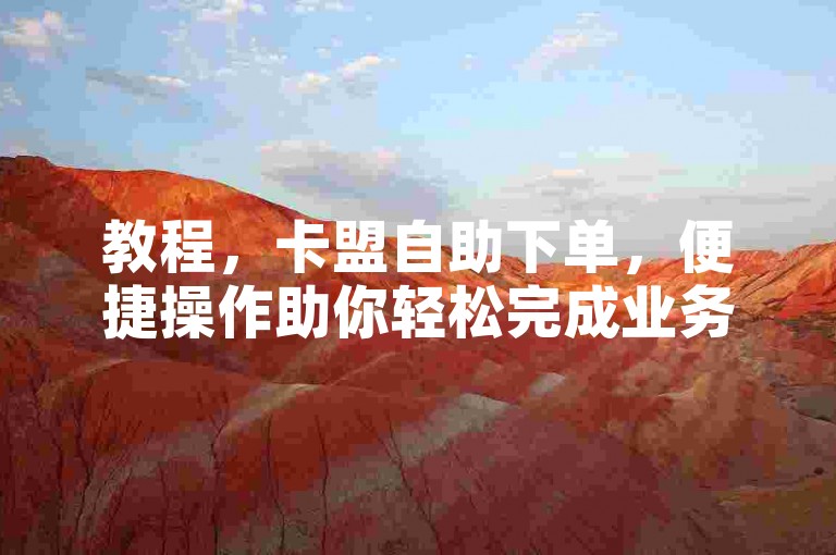 教程，卡盟自助下单，便捷操作助你轻松完成业务需求。