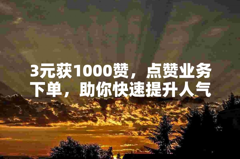3元获1000赞，点赞业务下单，助你快速提升人气。