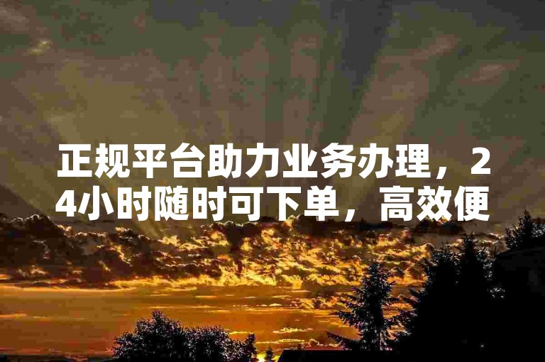 正规平台助力业务办理，24小时随时可下单，高效便捷无担忧。