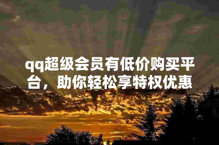 qq超级会员有低价购买平台，助你轻松享特权优惠。