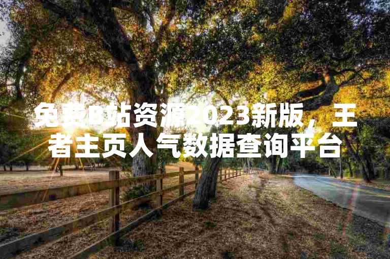 免费B站资源2023新版，王者主页人气数据查询平台上线