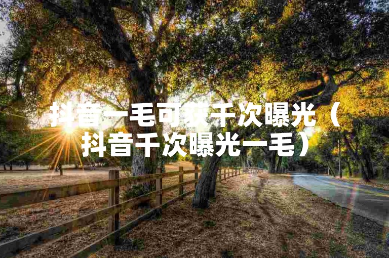 抖音一毛可获千次曝光（抖音千次曝光一毛）