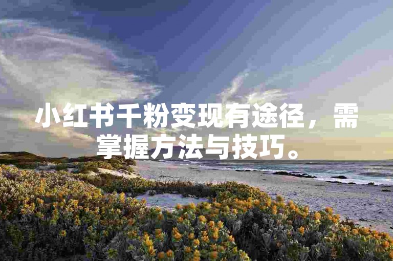 小红书千粉变现有途径，需掌握方法与技巧。