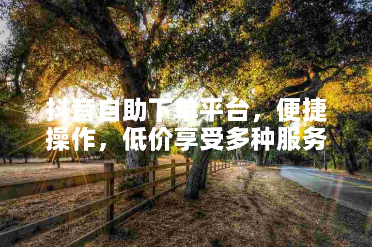 抖音自助下单平台，便捷操作，低价享受多种服务。