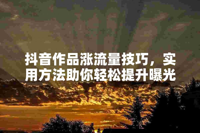 抖音作品涨流量技巧，实用方法助你轻松提升曝光度。