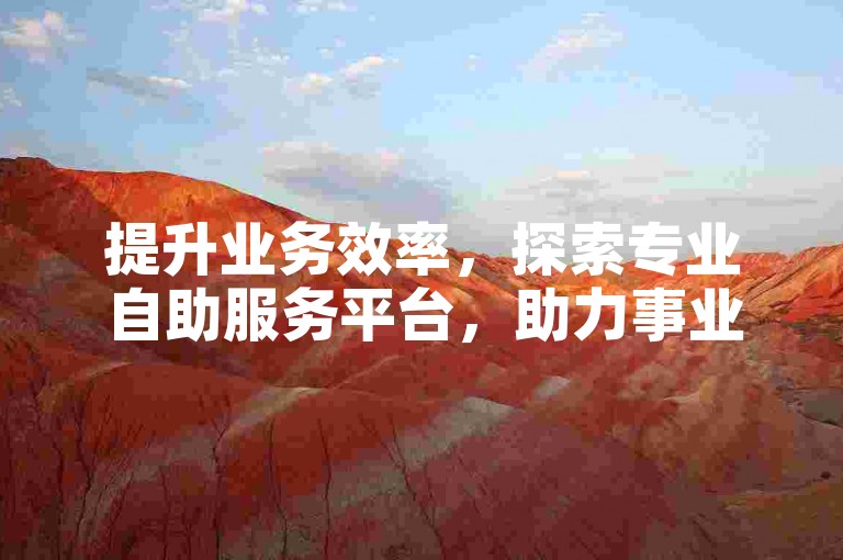 提升业务效率，探索专业自助服务平台，助力事业发展。