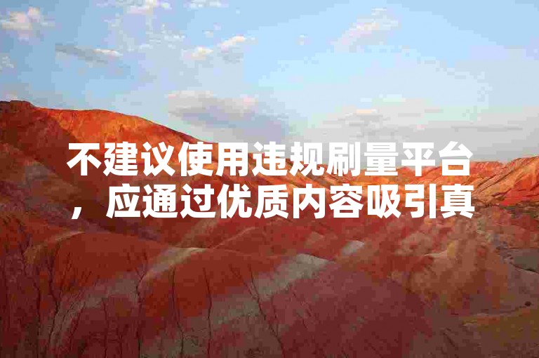 不建议使用违规刷量平台，应通过优质内容吸引真实粉丝。
