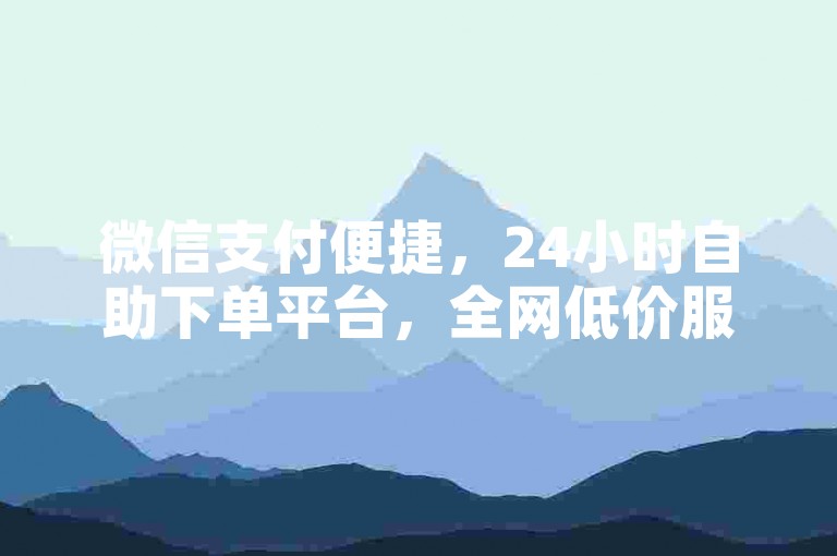 微信支付便捷，24小时自助下单平台，全网低价服务。