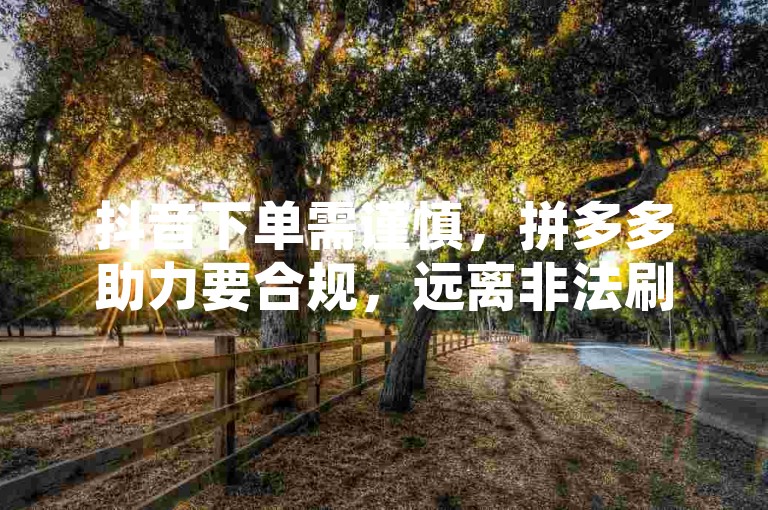 抖音下单需谨慎，拼多多助力要合规，远离非法刷钻行为。