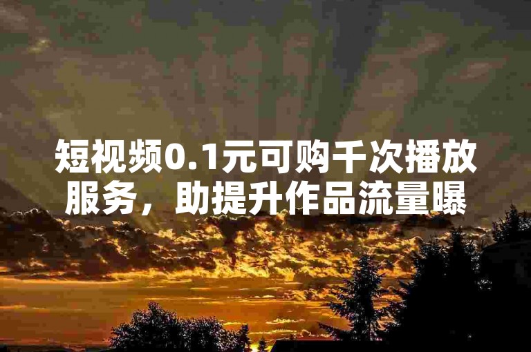短视频0.1元可购千次播放服务，助提升作品流量曝光。