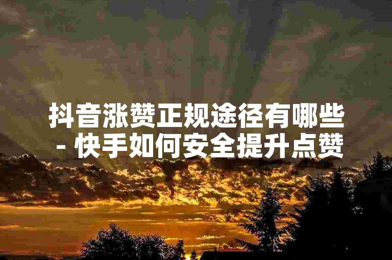 抖音涨赞正规途径有哪些 - 快手如何安全提升点赞量