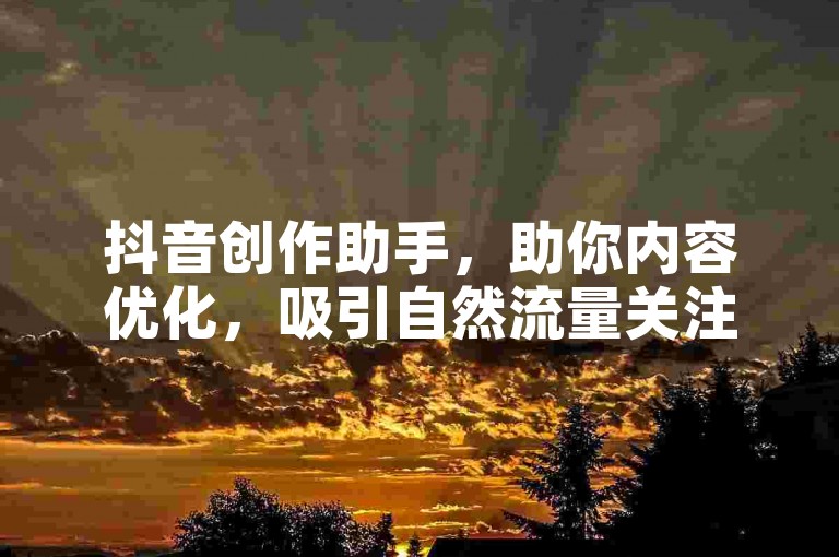 抖音创作助手，助你内容优化，吸引自然流量关注。