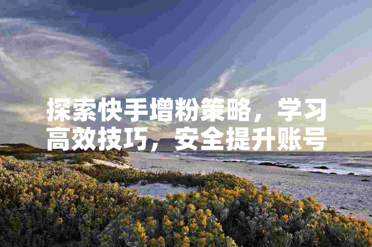 探索快手增粉策略，学习高效技巧，安全提升账号影响力！