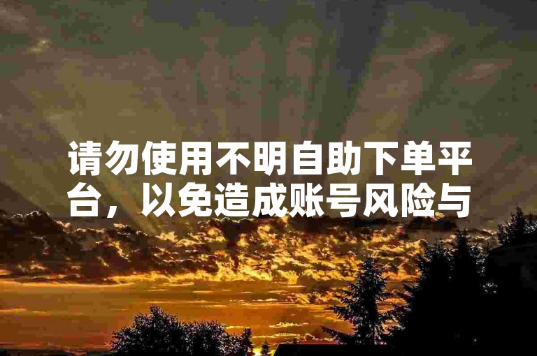 请勿使用不明自助下单平台，以免造成账号风险与损失。