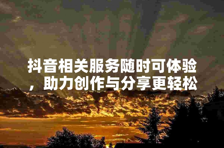 抖音相关服务随时可体验，助力创作与分享更轻松。